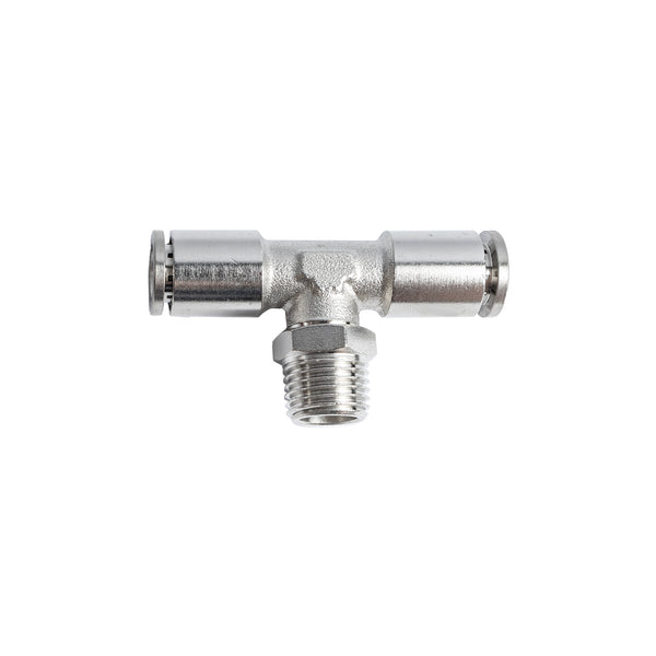 Metal PU Fitting T-Joint 8mm 1/4" M - Pneumatic Connector, Air Hose Fitting