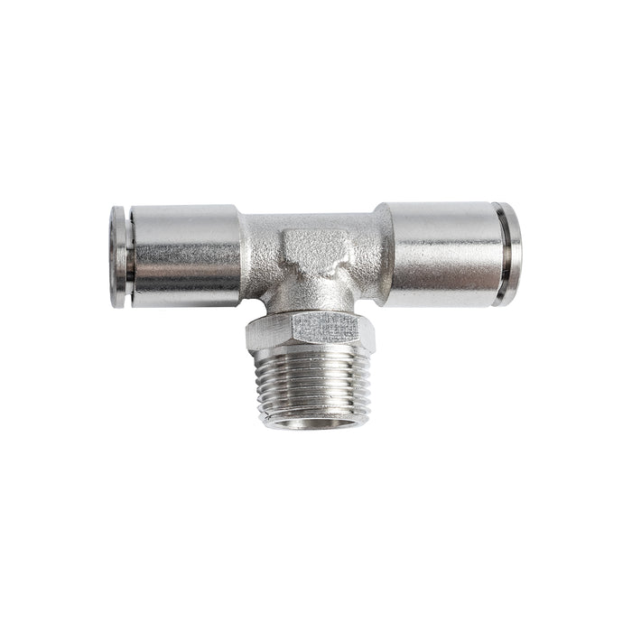 Metal PU Fitting T-Joint 10mm 3/8 inch Male Thread Pneumatic Connector - Pipe Fitting for Air Hose, Tube