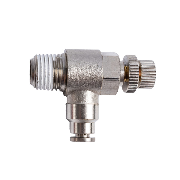 Metal Flow Control Valve 4mm x 1/4' Inch - Adjustable Speed Controller Pneumatic Fitting