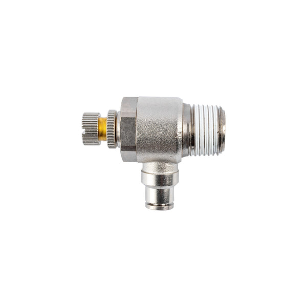 Metal Flow Control Valve 6mm x 1/2" M - Adjustable Pneumatic Air Flow Regulator for Industrial Applications
