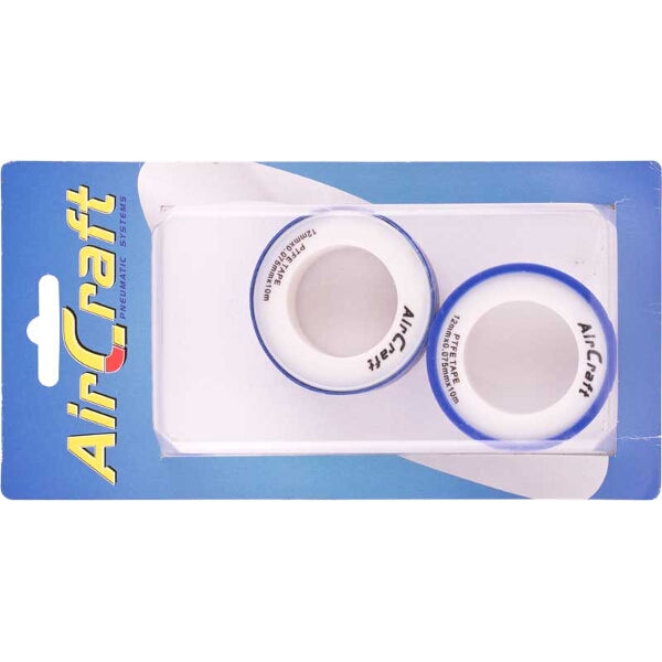 Air Craft PTFE Tape: 12mm x 0.075mm x 10m, 2 Rolls - Plumbing Thread Seal Tape