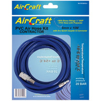 AirCraft PVC Air Hose Kit: 8mm x 10M with Aro Quick Coupler & Connector. Durable air hose for compressors and pneumatic tools.