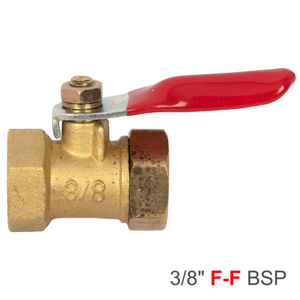 Brass Ball Valve 3/8" with Red Handle - Plumbing Fixture