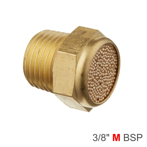 Brass Muffler Flat 3/8" Male - Pneumatic Air Exhaust Silencer Fitting