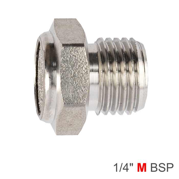 Metal Muffler Flat 1/4 inch Male BSP Fitting - Exhaust Air Silencer Pneumatic Fitting Connector -Threaded Adapter