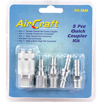 AirCraft 5-Piece Air Compressor Quick Coupler Kit | ARO Style Connectors & Fittings for Pneumatic Air Tools