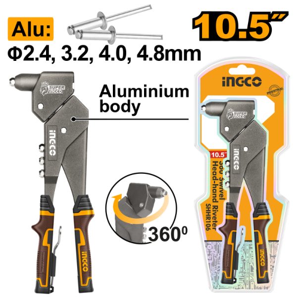 INGCO RIVETER HAND 360° HEAD 10.5'' - SHHR106