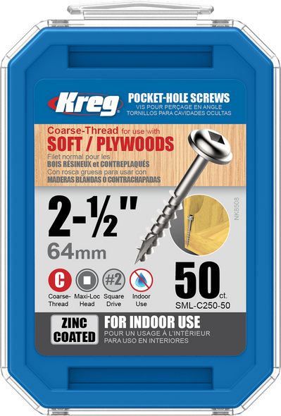 Kreg Hd Protec Kote Pocket Hole Screws 64Mm 2.50" #14 Coarse Thread Mx