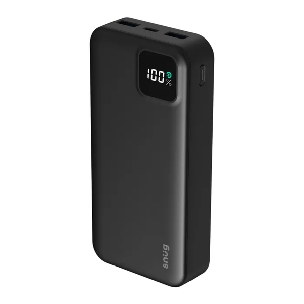 SNUG Square Digital Power Bank - 20000mAh. Portable Charger with USB Ports & Digital Display for Smartphones & Tablets.