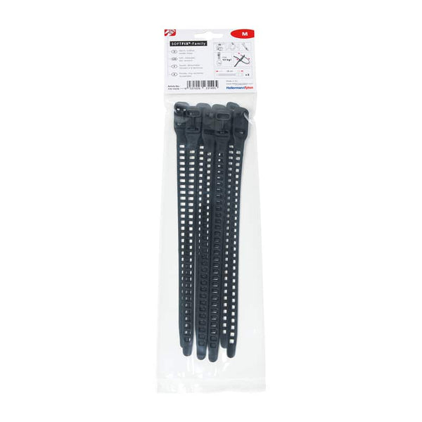 SOFTFIX Black Reusable Cable Ties - 260 x 11mm - Adjustable & Durable | Buy Now