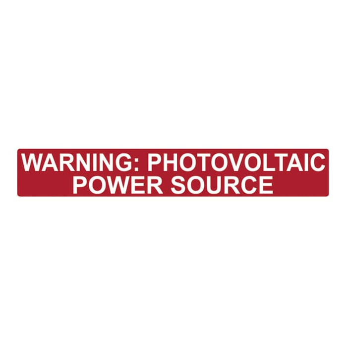 HELLERMANNTYTON Photovoltaic (PV) Power Source Warning Label - White on Red, 25x165mm - High Voltage Solar Safety