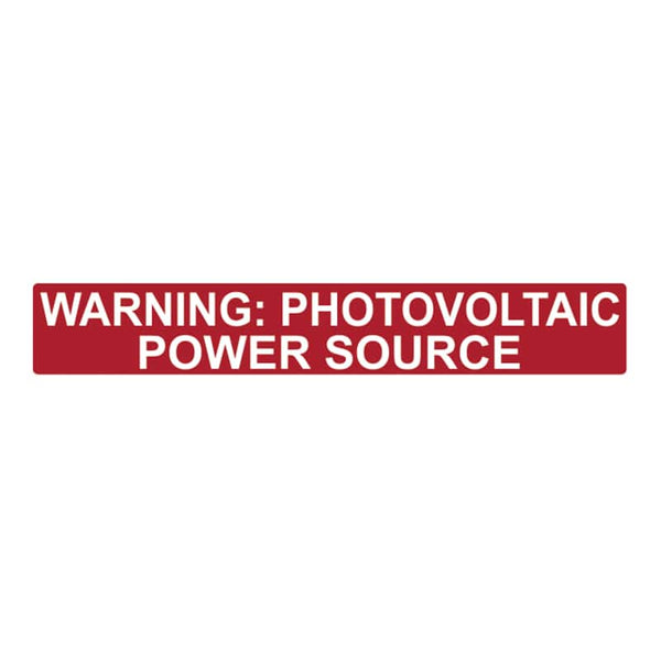 HELLERMANNTYTON Photovoltaic (PV) Power Source Warning Label - White on Red, 25x165mm - High Voltage Solar Safety