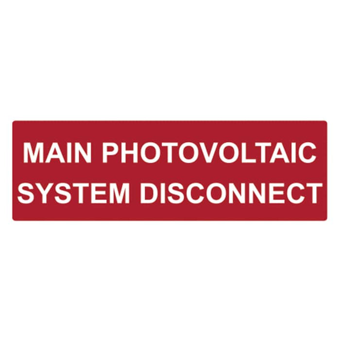 HellermannTyton : Label Main PV Sys Disconnect White on Red 44 x 139mm - (SOLAR243)