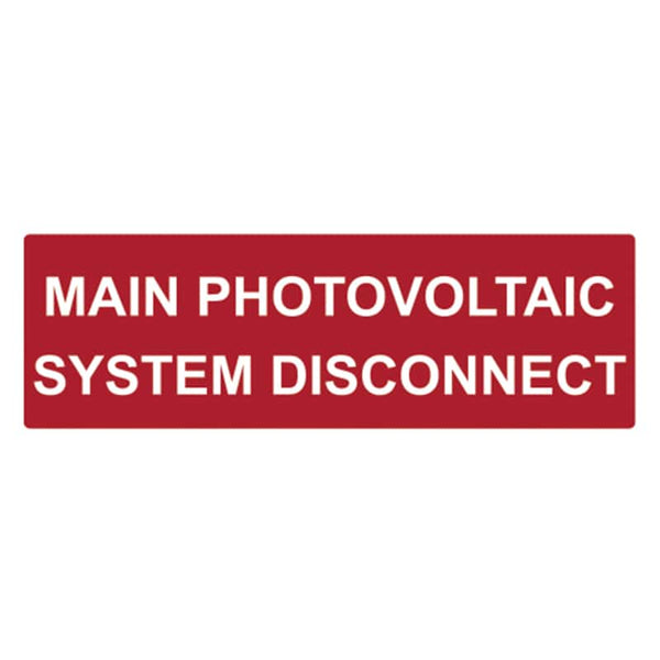 HellermannTyton : Label Main PV Sys Disconnect White on Red 44 x 139mm - (SOLAR243)