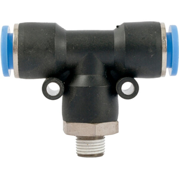 PU Hose Fitting Tee 10mm - 1/8" Male Thread - Pneumatic Fitting, Push to Connect Air Line Connector