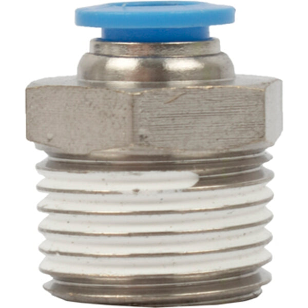 Pneumatic Fitting, 8mm Push-to-Connect Straight Stud, 1/2