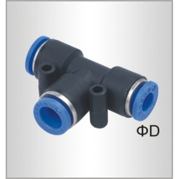 PU Hose Fitting Tee 10mm Pneumatic Connector - Quick Connect T Fitting