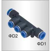 PU Hose Fitting Manifold 8mm-6mm - Pneumatic Hose Connector, Air Line Manifold, Pneumatic Fittings