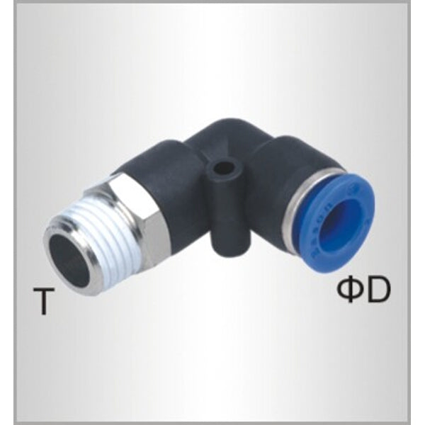 Pneumatic Fitting Elbow 10mm-1/2 M, Male Threaded Elbow, PU Hose Connector, Air Hose Fitting