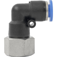 PU Hose Fitting Elbow 8mm-3/8 Female - Black and Silver Pneumatic Connector