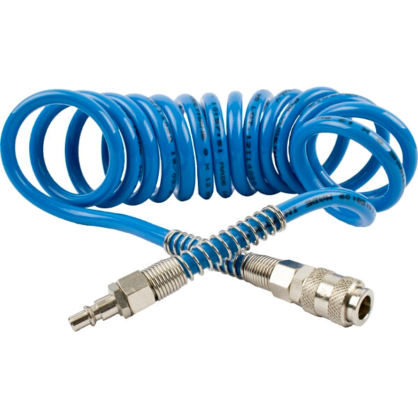 Spiral Polyp Air Hose - Blue, 8mm x 12mm x 4m with Quick Couplers BX15PU4-8 - Buy Online at chavda.com