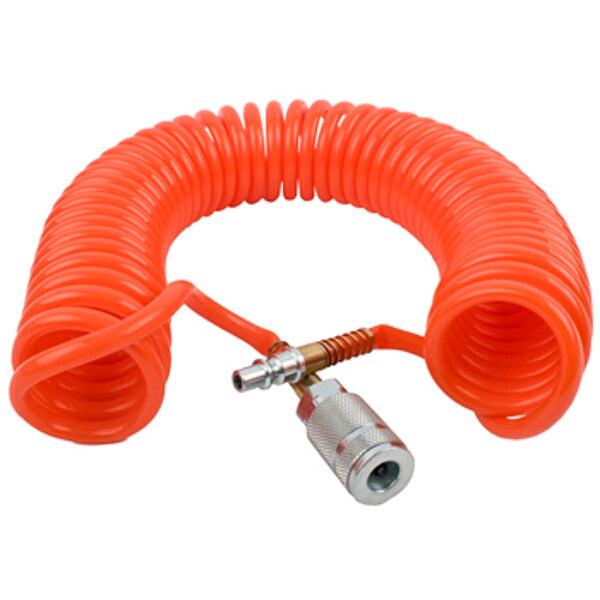 7.5m Spiral Air Hose with Quick Coupler | 8mm Diameter | Compressor Accessory