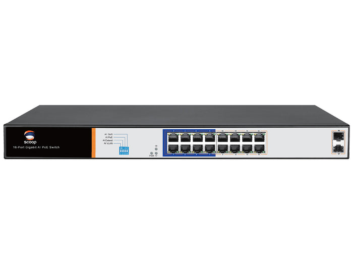 Scoop 16 Port Gigabit PoE 150W 2SFP Switch