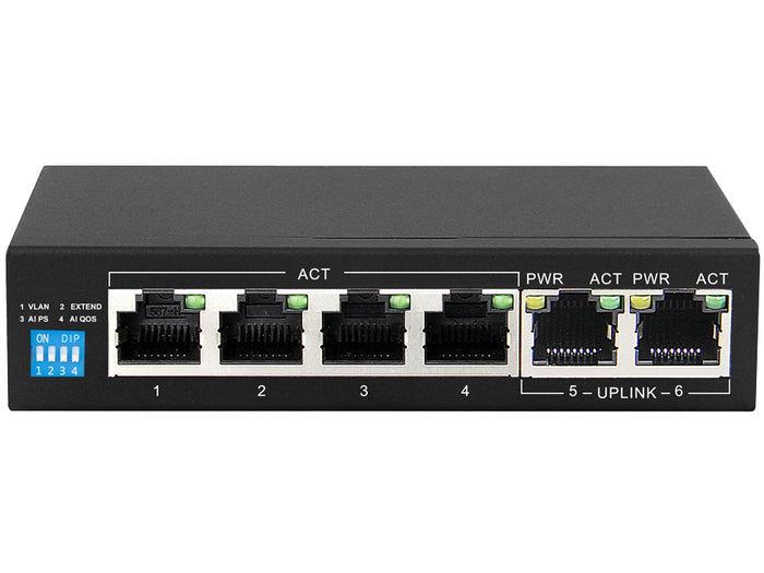 Scoop 6 Port Gigabit 4 PoE 60W Switch