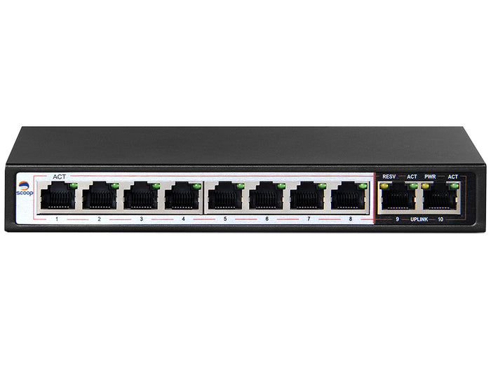 Scoop 10 Port Gigabit 8 AI PoE 96W Switch
