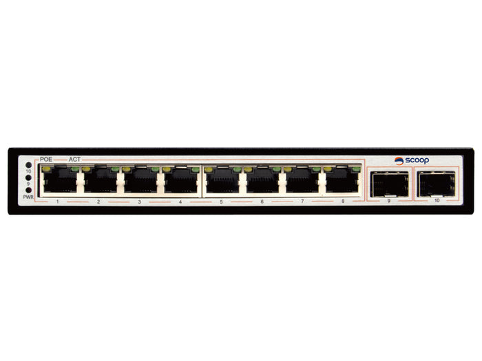 Scoop 8 Port Gigabit PoE 96W 2SFP Switch