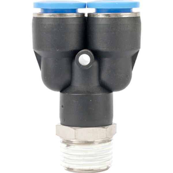 PU Hose Fitting Y Joint 12mm to 1/2 M Male Thread Pneumatic Connector - Splitter for Air Hose