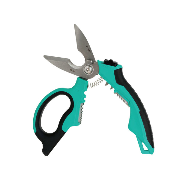 PROSKIT SR-335 8" STAINLESS STEEL MULTI-PURPOSE ANGLED ELECTRICIAN SHEARS - NET-SR-335