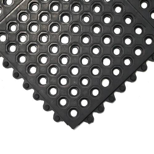 Fatigue Step Rubber Floor Mat - 0.9M x 0.9M Interlocking Tile for Comfort & Safety