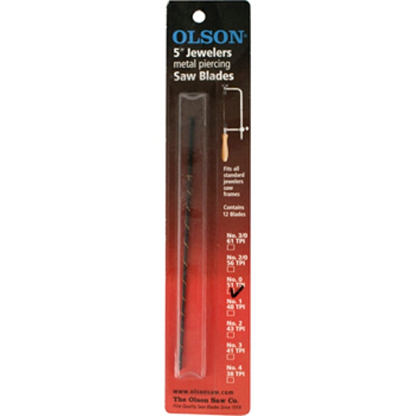Olson 5" Jeweler Saw Blades - Metal Piercing, 51 TPI - Precision Cutting for Jewelry Making