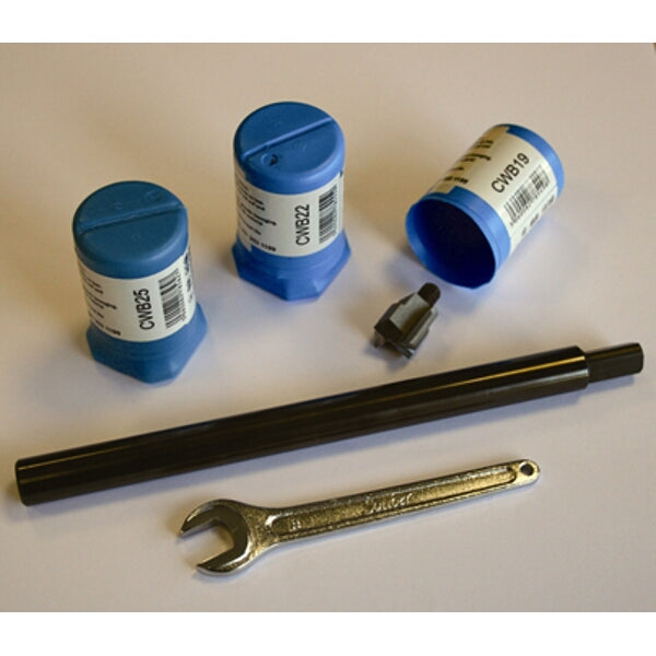 Morticer Upgrade Kit: 19, 22, 25mm Cutters, Shaft, Spanner. Woodworking Tool Set for Lock Installation.