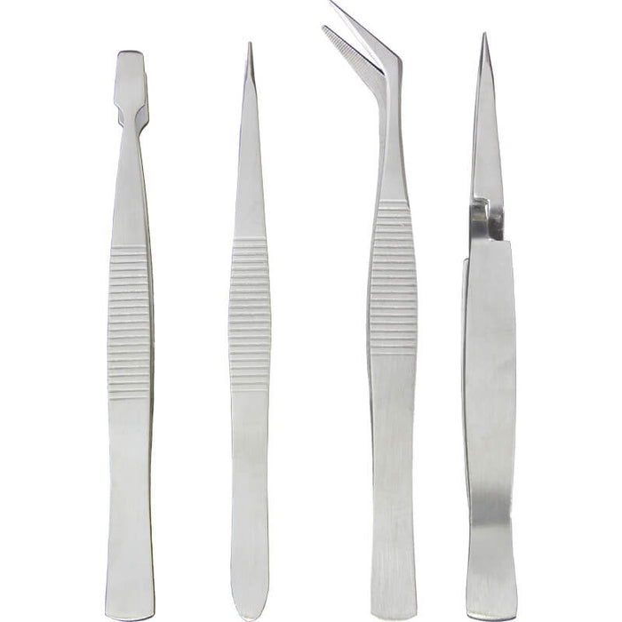 Major Tech 4 Piece Stainless Steel Tweezer Set STS0304