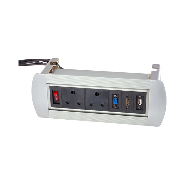POPUP DESK (2XPWR, 1XUSB,1XVGA,1XHDMI,W SW)SILVER - NET-DMS-706