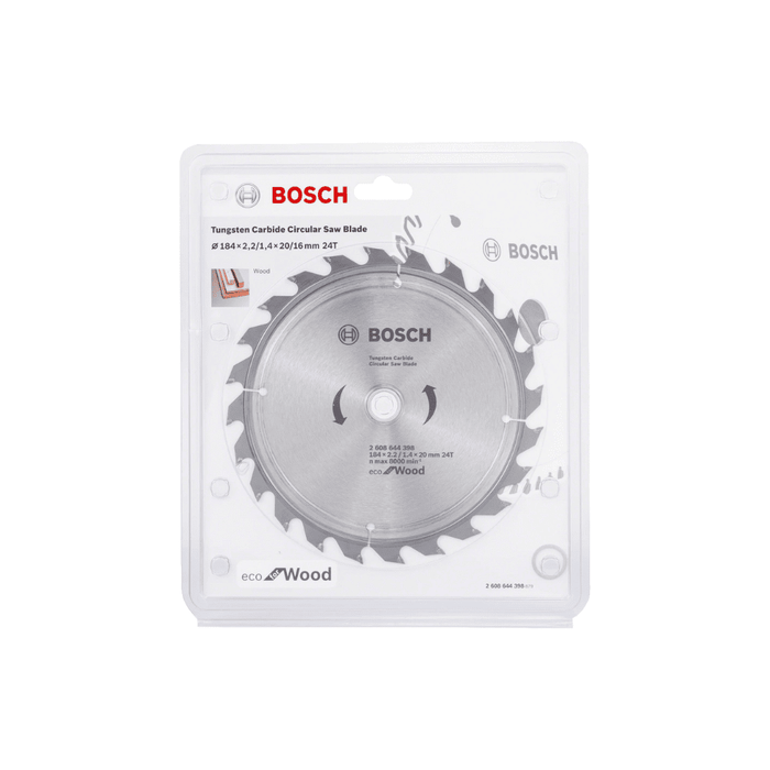 Bosch 184mm Tungsten Carbide Circular Saw Blade 24T for Wood Cutting | Eco Line