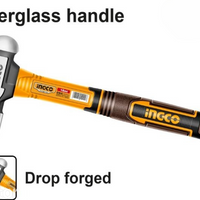 INGCO HAMMER BALL PEIN 450G HBPH81016 - Heavy Duty, Fiberglass Handle, Drop Forged