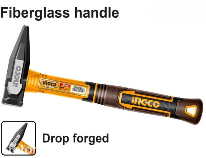 INGCO Machinist Hammer 300G HMH82300 - Fiberglass Handle Drop Forged - Machinist's Hammer