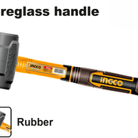 INGCO Rubber Hammer 220G Black - Durable Tool for Construction, Woodworking - Rubber Mallet