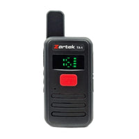Zartek  TX-1 TWIN PACK, UHF FM Transceivers, Ultra Small, Compact, Double PTT, 2 x Two-way Radios , 2 x USB Cables, 2 x Batteries, 2 x Belt clips, 2 x Lanyards, Blister pack