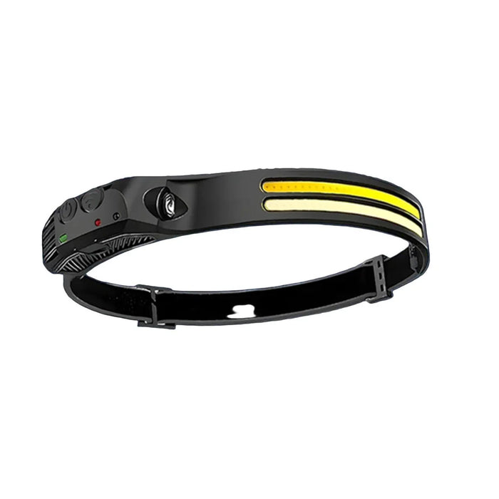 3 Colour LED Headlamp, Front White COB, 5W, 420 Lumen, RED light,  Side: UV 365nm,  Hand Sensor, 1800mAh Li-ion Battery, Rechargeable USB Type C, Silicon Rubber
