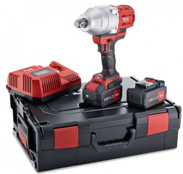 FLEX Cordless Impact Drill 18V Kit: 2x 5.0Ah Batteries, Charger, & Case - Power Tool Set
