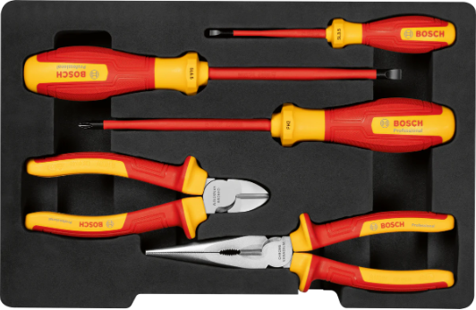 BOSCH VDE Hand Tools Mixed Set: Insulated Screwdrivers & Pliers