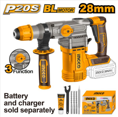 INGCO 20V Rotary Hammer Drill 4.5J Brushless - Cordless Power Tool Only