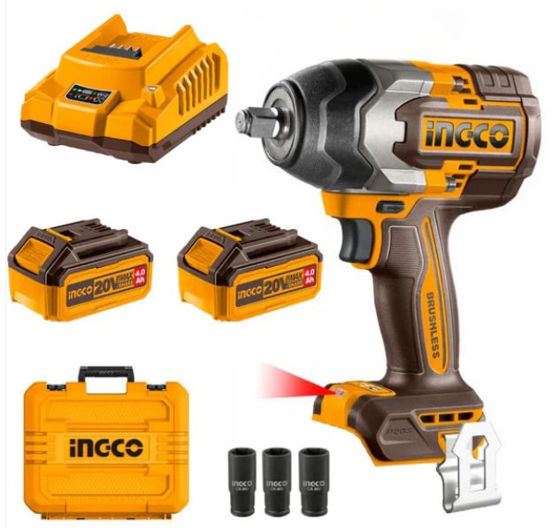 INGCO 20V IMPACT WRENCH 850NM B/LESS KIT - CIWLI2085