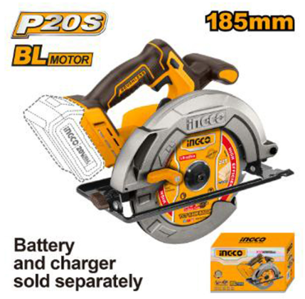 INGCO 20V Cordless Circular Saw 185mm Brushless - Power Tool for Woodworking