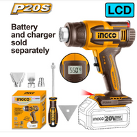 INGCO 20V Heat Gun LCD Tool Only: 300-550°C. Battery/charger sold separately. DIY/Professional heat gun for various applications.