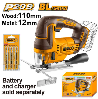 INGCO 20V Jigsaw 110mm Tool Only - Cordless Power Saw for Wood & Metal Cutting
